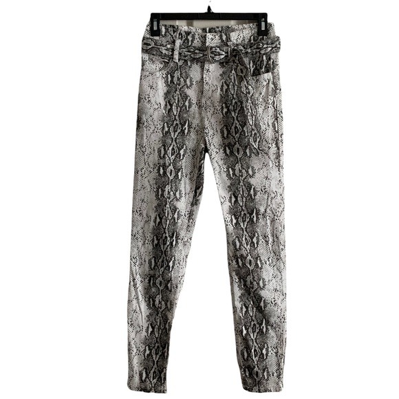 Akira Women’s Snake Print Belted Long Pants Size 5 - Picture 1 of 16